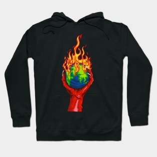 the devil's hand holds the world of illustration Hoodie